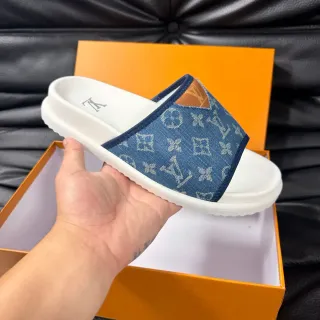 Louis Vuitton Monogram Denim Blue स्लिपर