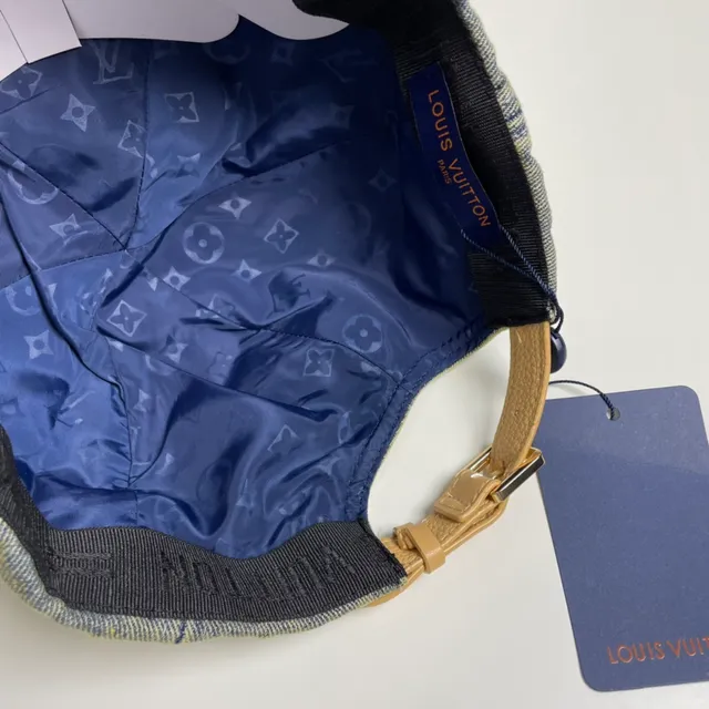 Louis Vuitton Casquette de béisbol en denim lavé olive brodée Monogram 8