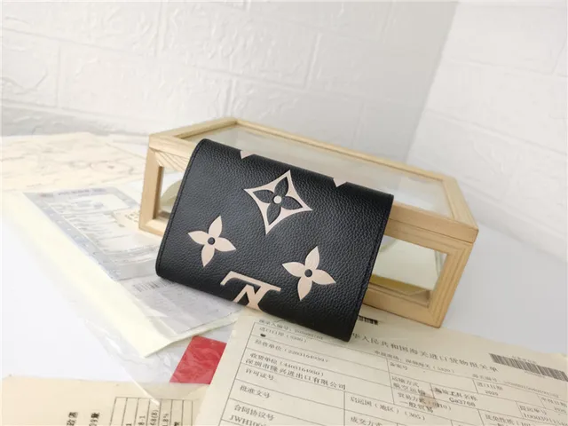 Louis Vuitton Monogram Empreinte Black Beige Textured Leather Short Wallet 8