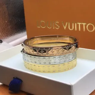 Louis Vuitton Monogram Empreinte Crystal-Embellished Hinged Bangle Bracelets