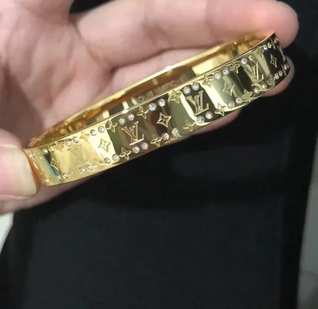 Louis Vuitton Monogram Empreinte Crystal-Embellished Hinged Bangle Bracelets 3