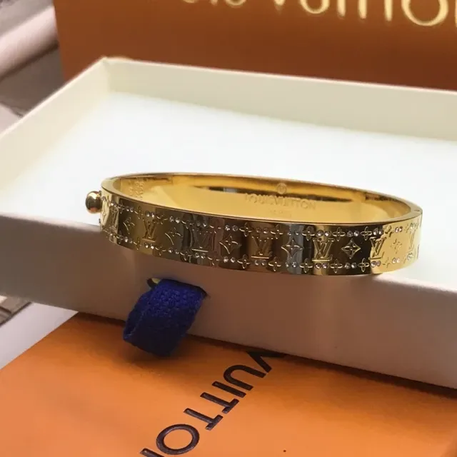 Louis Vuitton Monogram Empreinte Crystal-Embellished Hinged Bangle Bracelets 6