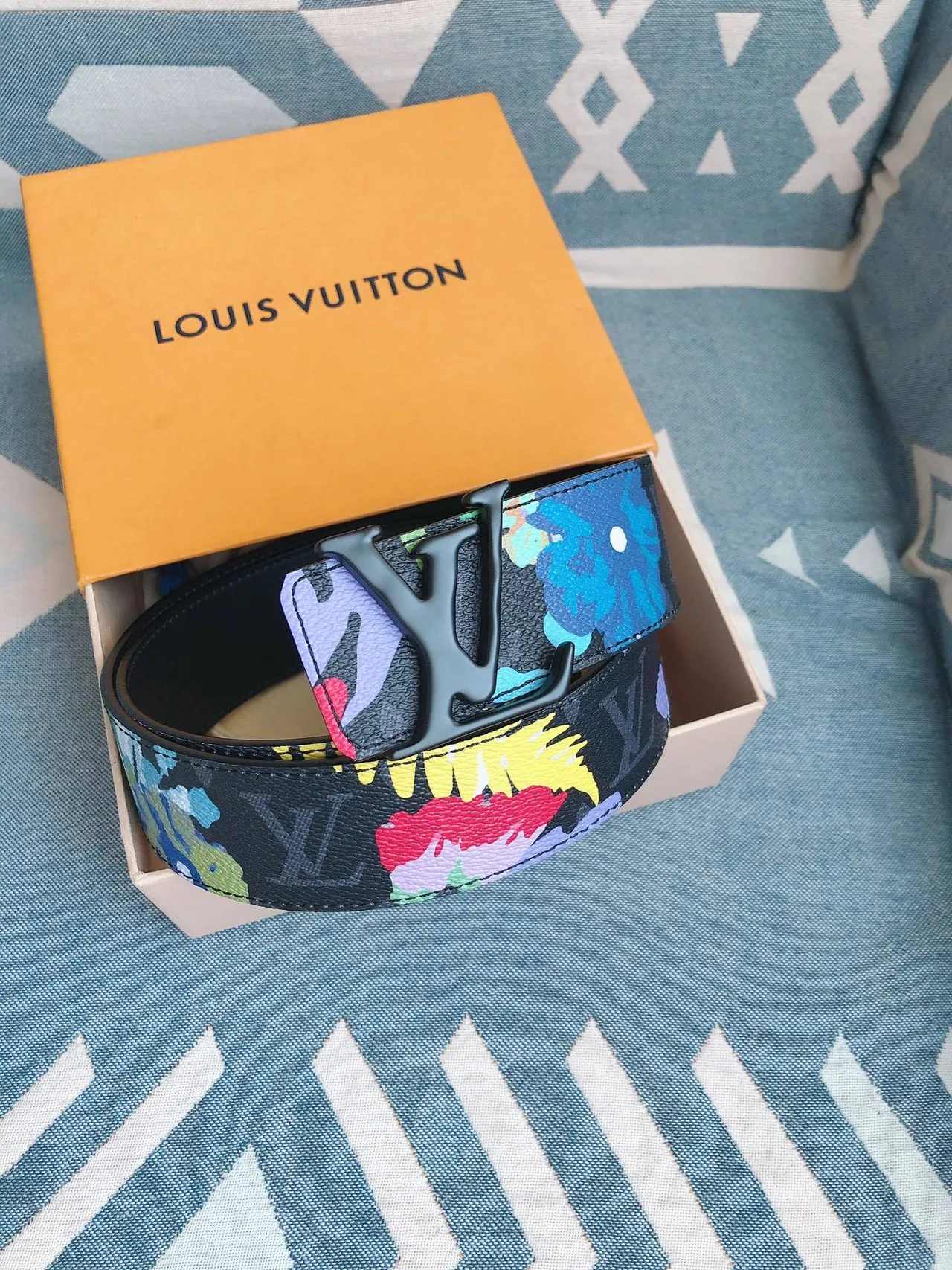 Louis Vuitton Monogram Floral Print Leather Belt 1