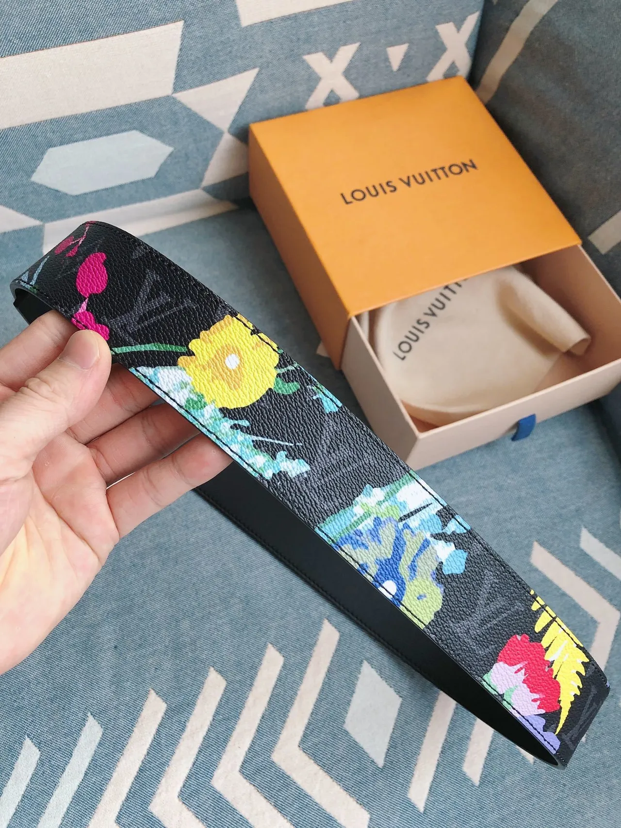 Louis Vuitton Monogram Floral Print Leather Belt 5