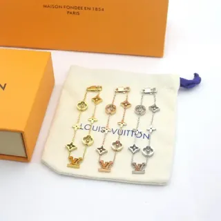 Louis Vuitton Monogram Flower Chain Gold Silver Bracelet