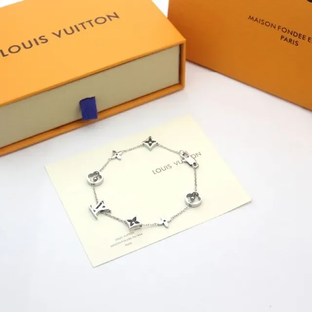 Louis Vuitton Monogram Flower Chain Gold Silver Bracelet 3