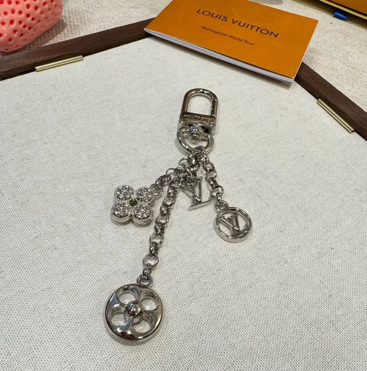 Louis Vuitton Monogram Flower Charm Silver Gold Crystal-Embellished Bracelet 2