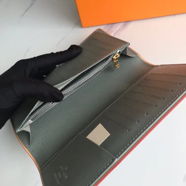 Louis Vuitton Monogram billetera larga gris y naranja 2