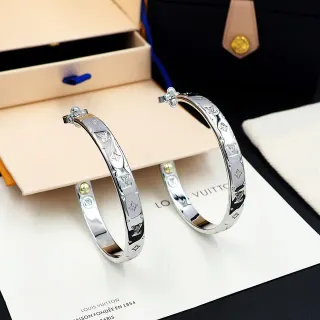 Louis Vuitton Monogram Hoop Silver Gold Earrings