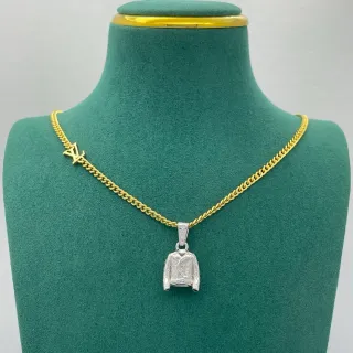 Louis Vuitton Monogram Jacket Pendant Gold Chain Necklace
