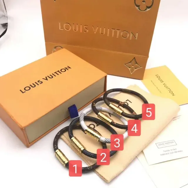 Louis Vuitton Monogram Leather Cord Bracelet White and Black Woven Bracelets 3