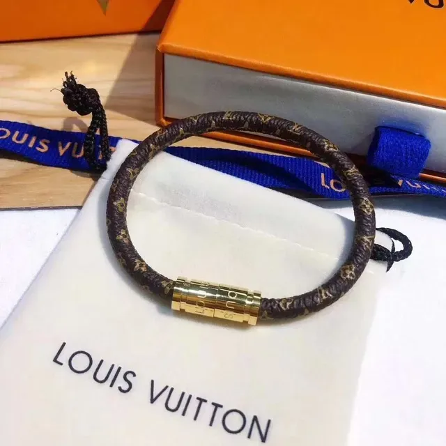 Louis Vuitton Monogram Leather Cord Bracelet White and Black Woven Bracelets 5