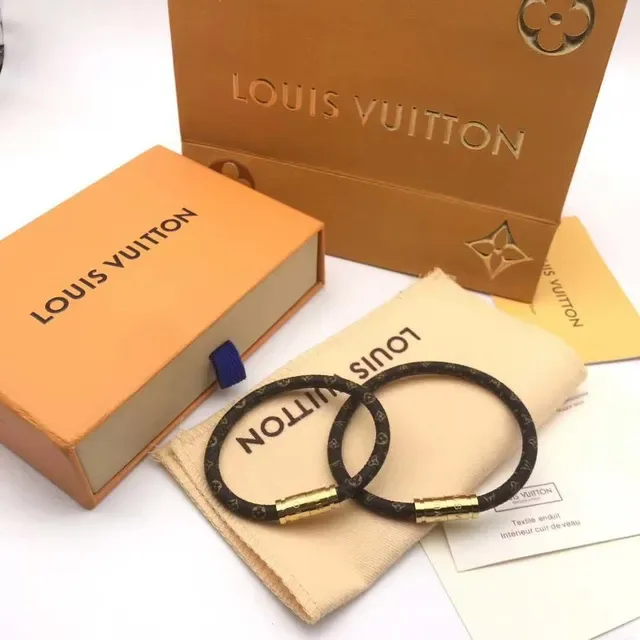 Louis Vuitton Monogram Leather Cord Bracelet White and Black Woven Bracelets 6