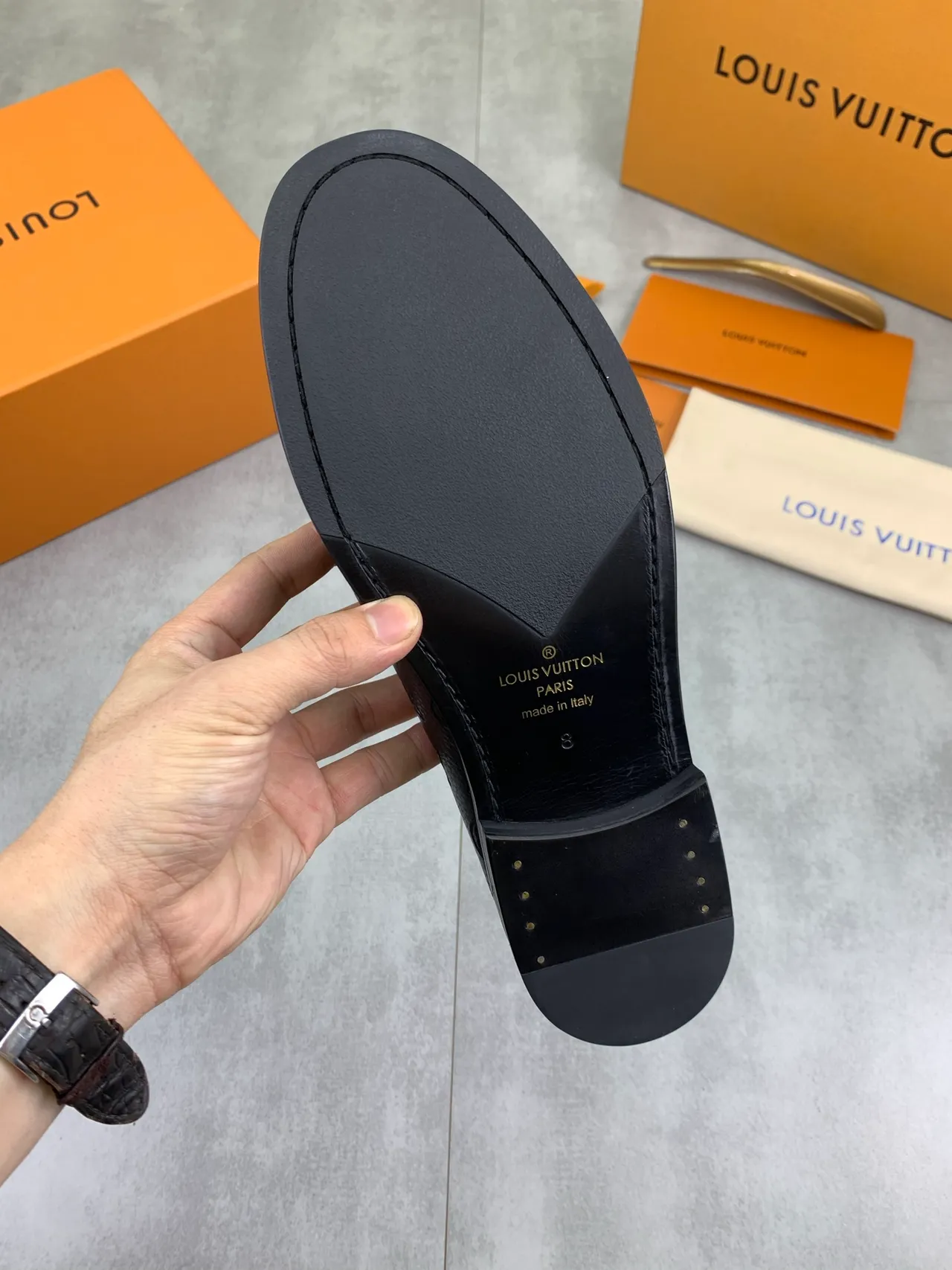 Louis Vuitton Monogram Loafer Black Embossed Leather Loafers 4