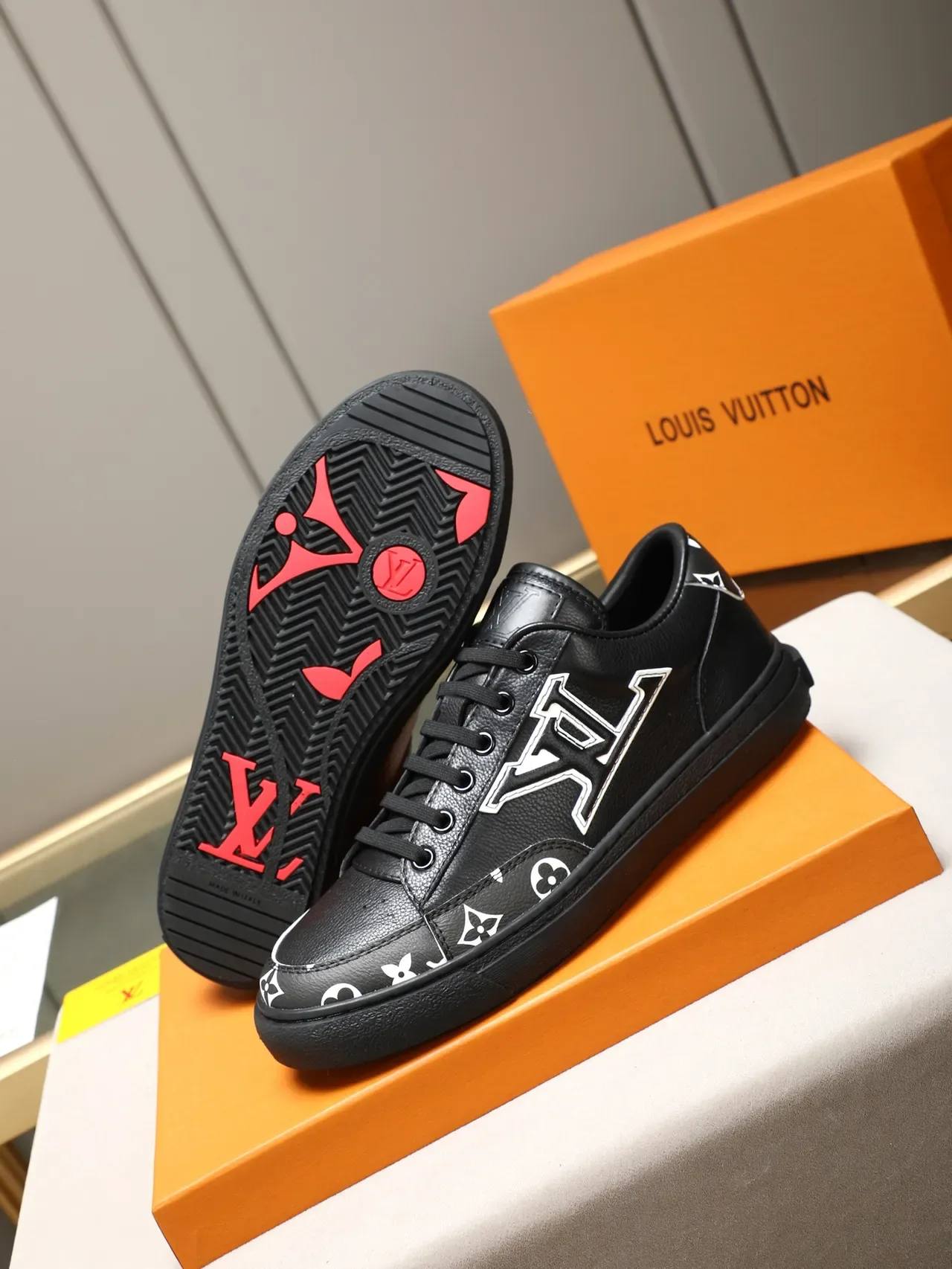Louis Vuitton Monogram LV Logo Black Lifestyle Sneakers 4
