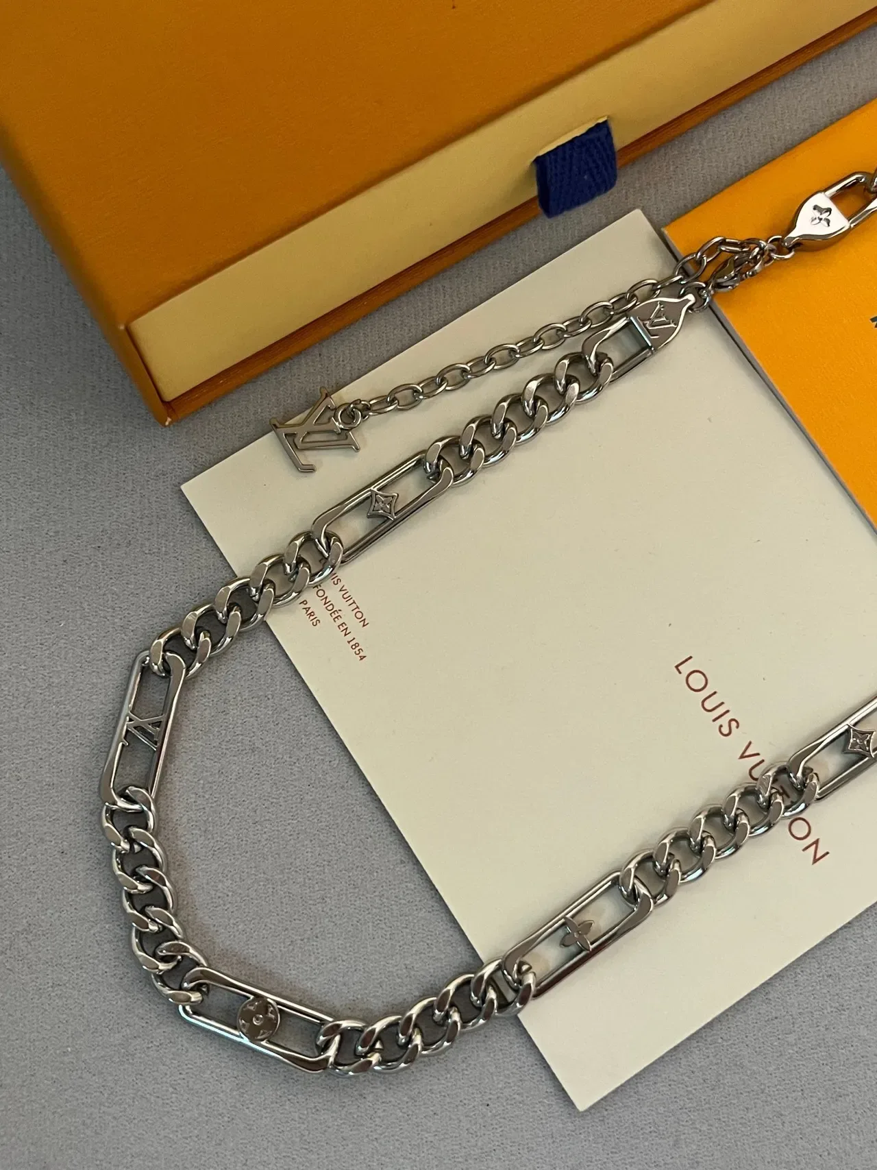 Louis Vuitton Monogram Mixed-Link Silver-Tone Necklace 3