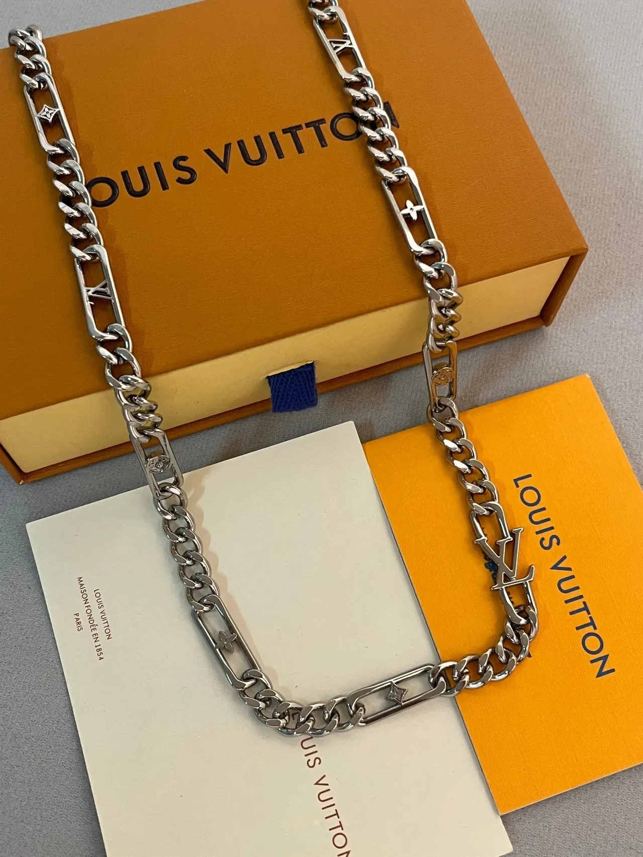 Louis Vuitton Monogram Mixed-Link Silver-Tone Necklace 5