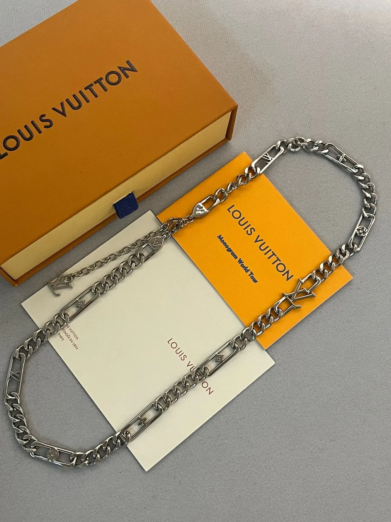 Louis Vuitton Monogram Mixed-Link Silver-Tone Necklace 6