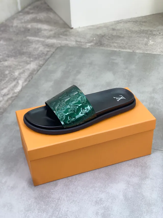 Louis Vuitton Monogram Patent Green and Black Slipper 3