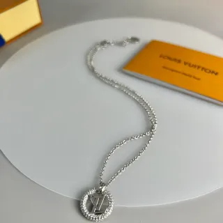 Louis Vuitton Monogram Pavé Circle Pendant Necklace