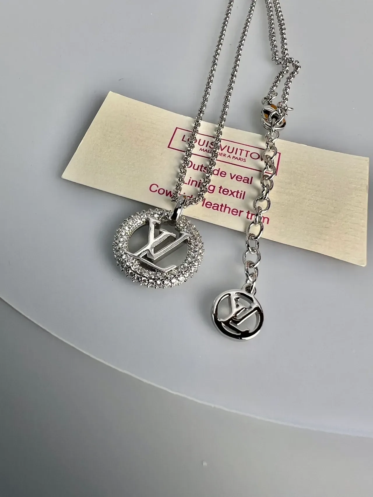 Louis Vuitton Monogram Pavé Circle Pendant Necklace 4