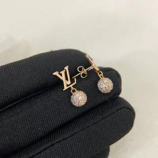 Louis Vuitton Monogram Pavé क्रिस्टल बॉल ड्रॉप इयररिंग्स