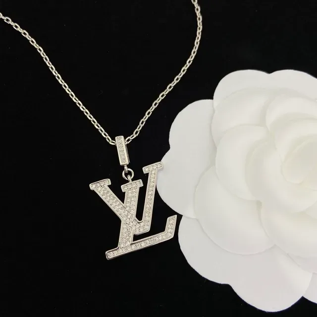 Louis Vuitton Monogram Pendant Multicolor Gold Pavé Crystal Necklace 2