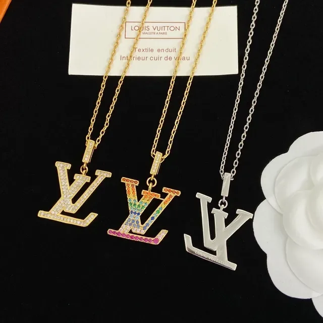Louis Vuitton Monogram Pendant Multicolor Gold Pavé Crystal Necklace 5