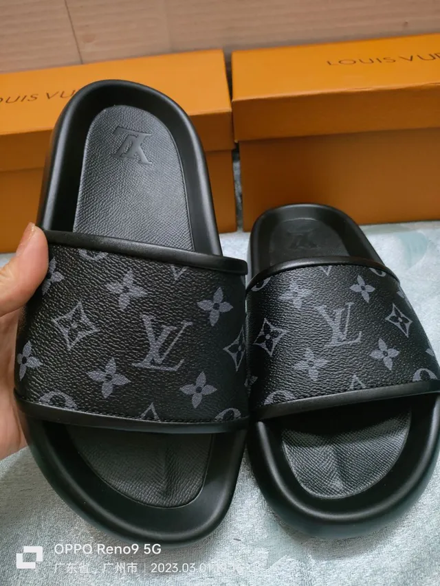 Louis Vuitton Monogram Slide Black Slippers 3