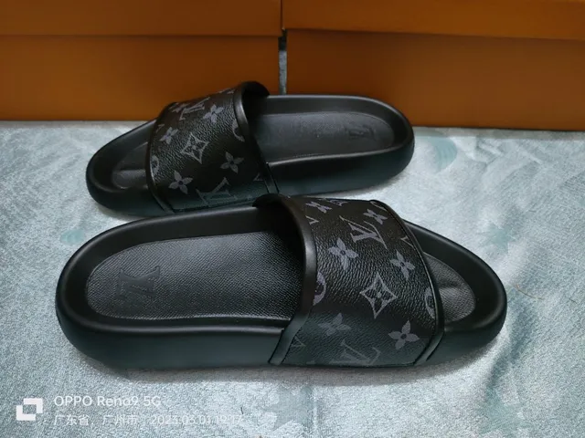 Louis Vuitton Monogram Slide Black Slippers 4