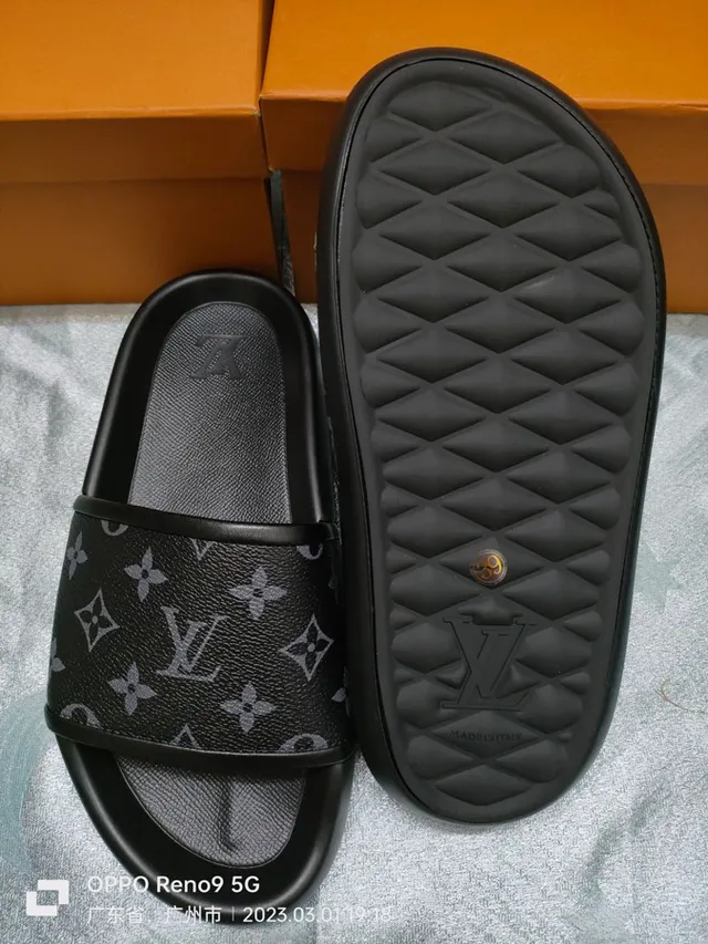 Louis Vuitton Monogram Slide Black Slippers 5