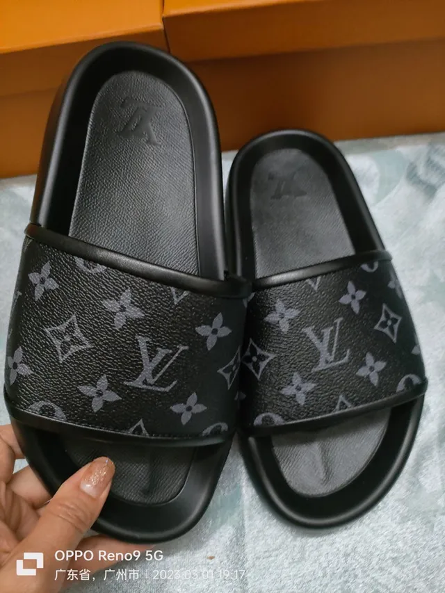 Louis Vuitton Monogram Slide Black Slippers 7