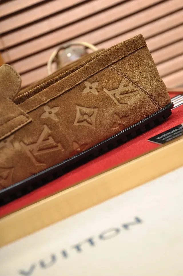Louis Vuitton Monogram Suede Gold Buckle Loafers 2