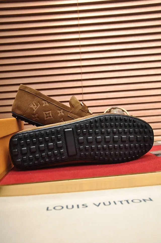 Louis Vuitton Monogram Suede Gold Buckle Loafers 4