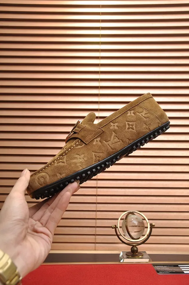 Louis Vuitton Monogram Suede Gold Buckle Loafers 6