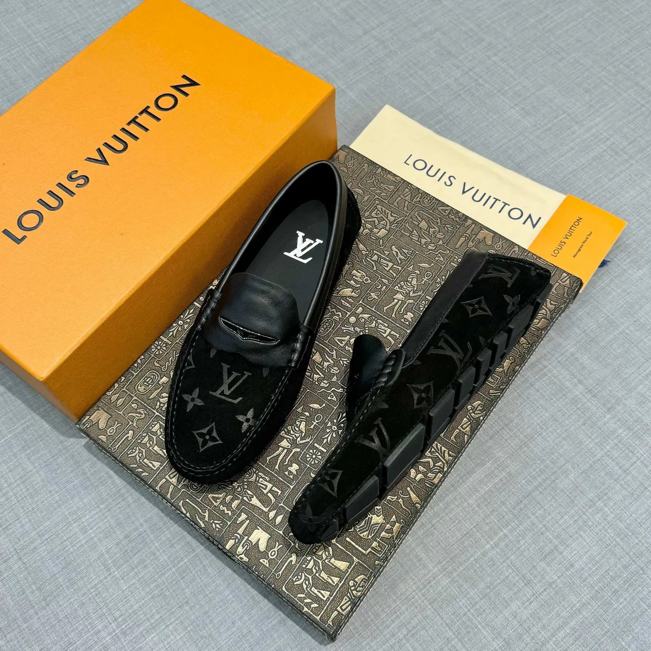 Louis Vuitton Monogram Suede Loafer Black Loafers 2