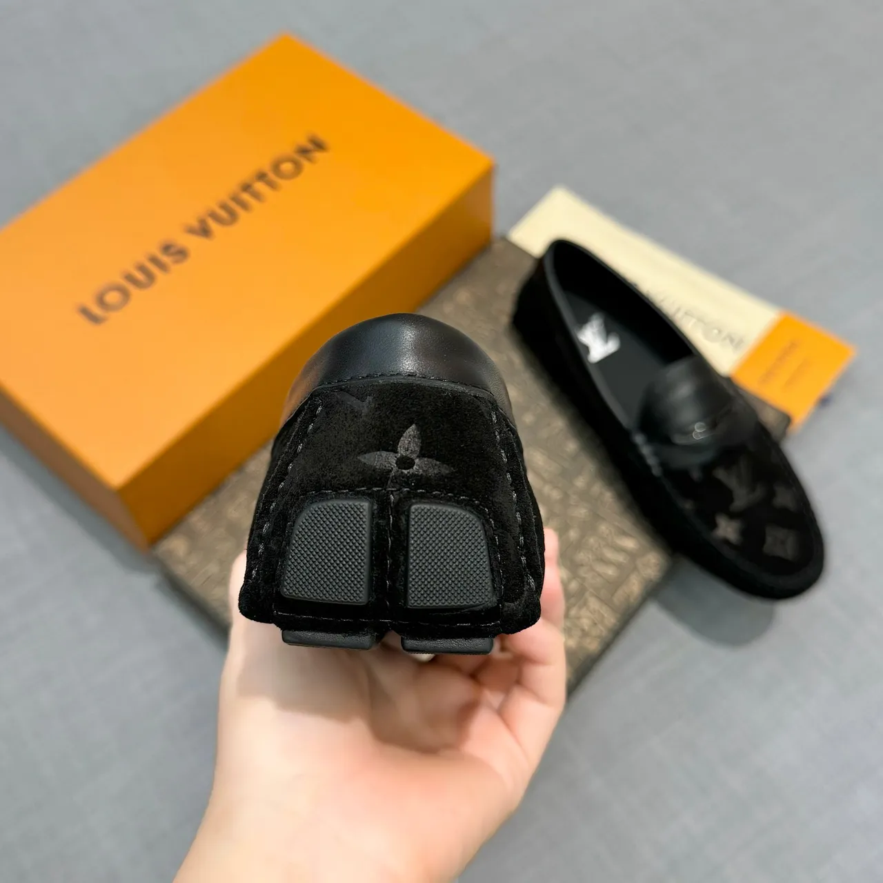 Louis Vuitton Monogram Suede Loafer Black Loafers 5