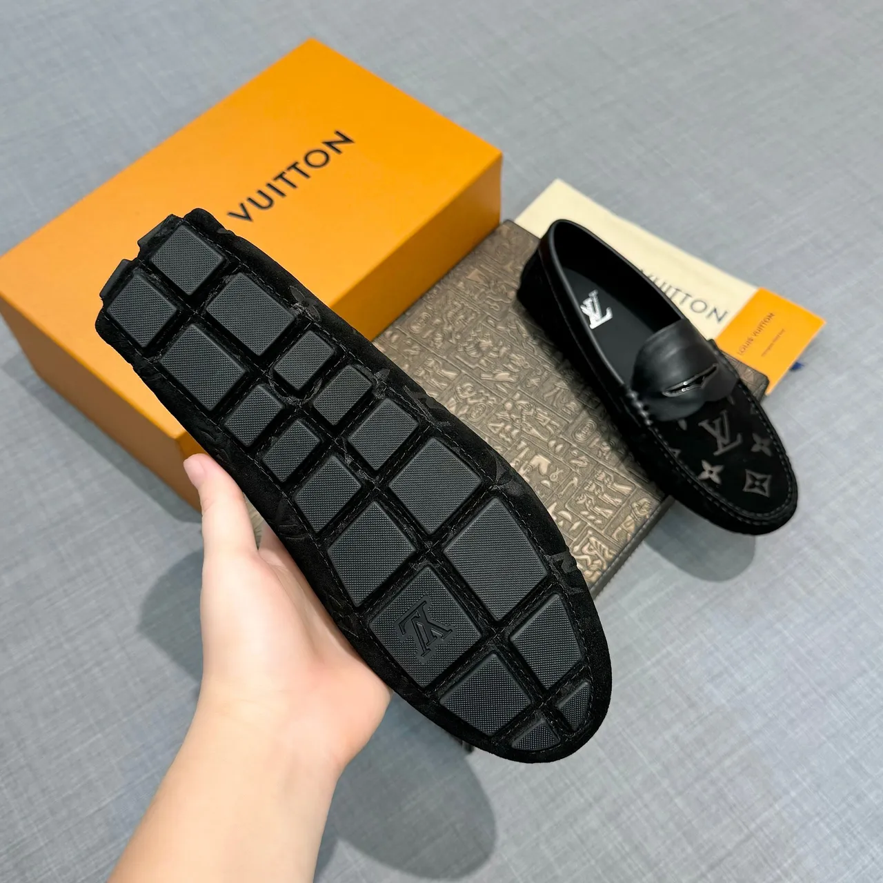 Louis Vuitton Monogram Suede Loafer Black Loafers 6