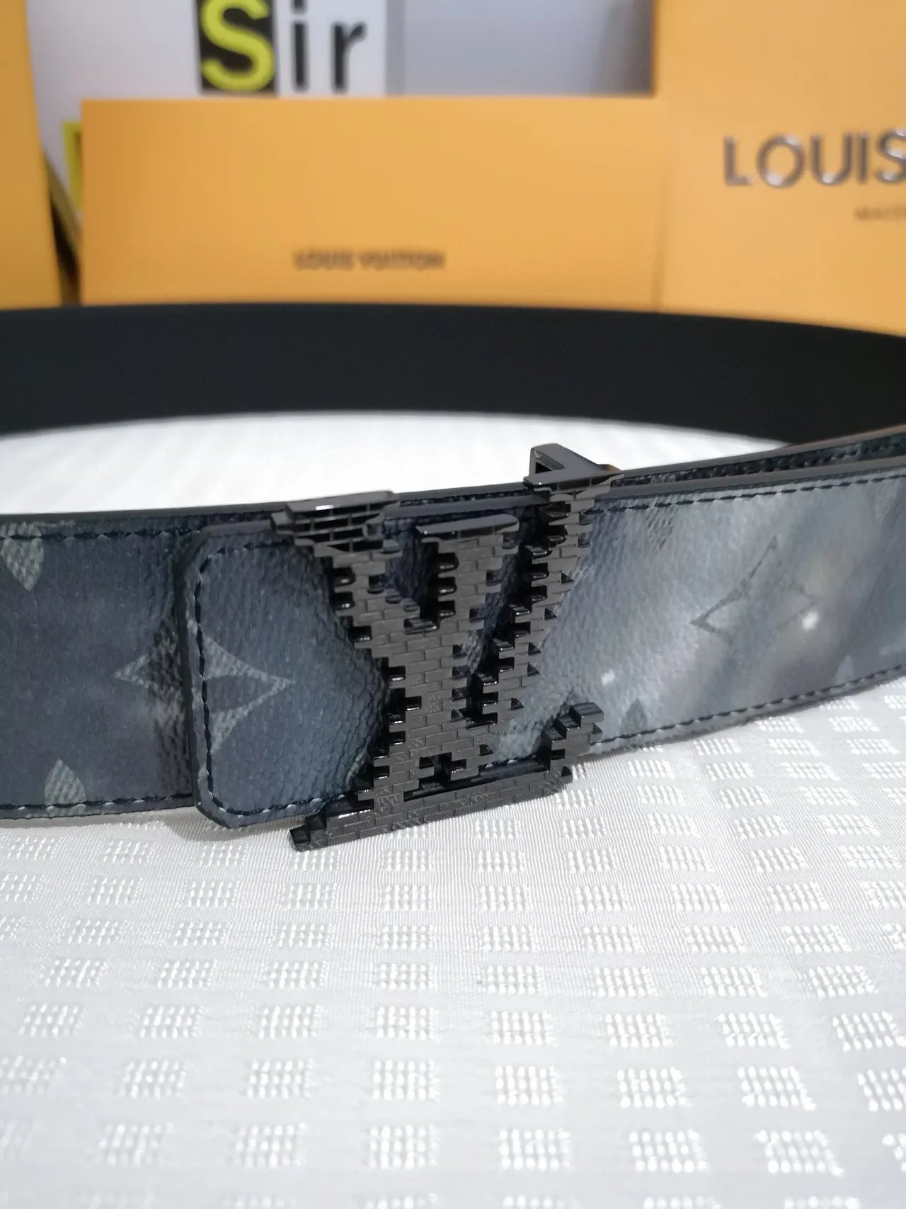 Louis Vuitton Monogram Tonal Gray Leather Belt 2