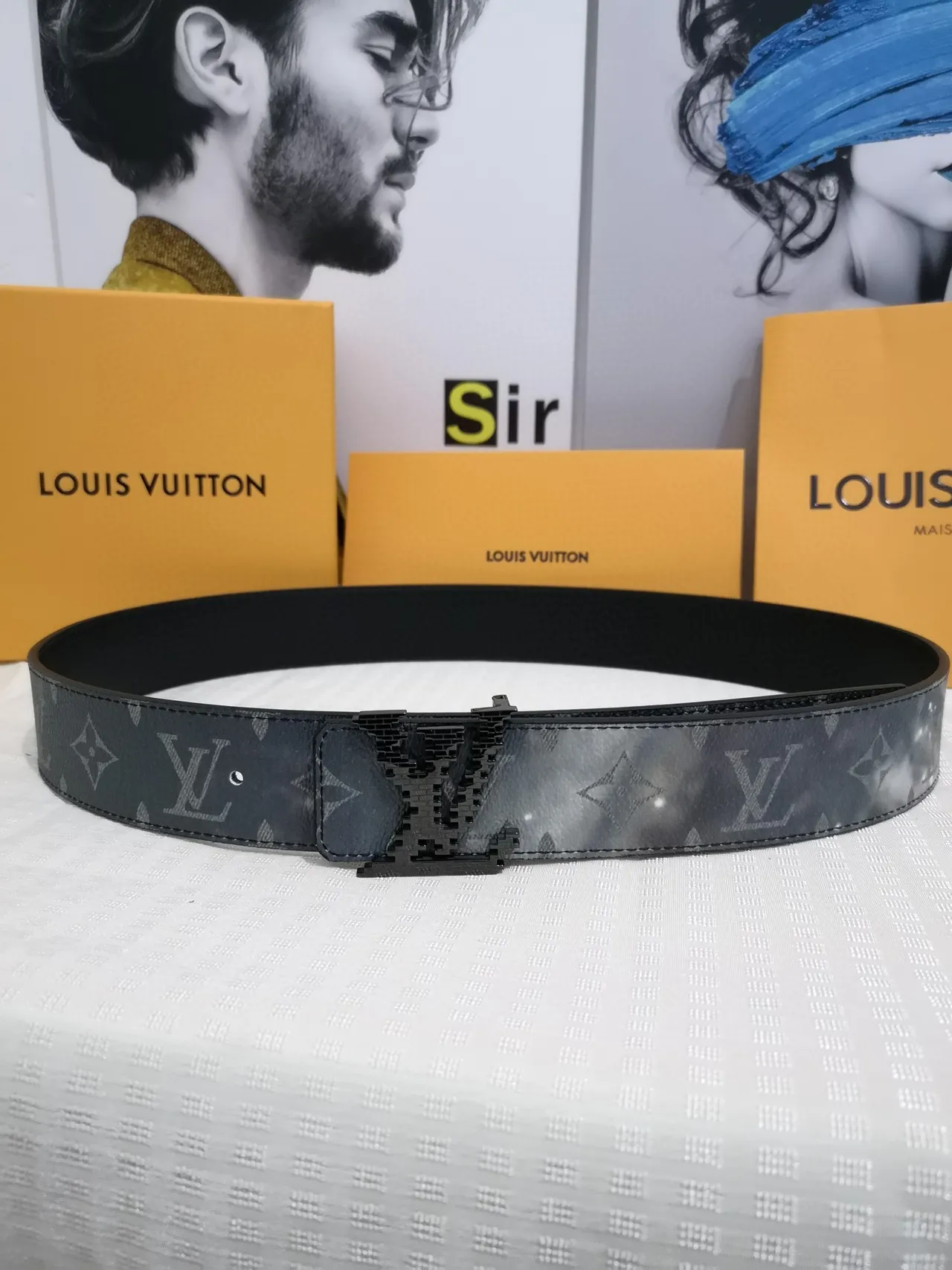 Louis Vuitton Monogram Tonal Gray Leather Belt 3