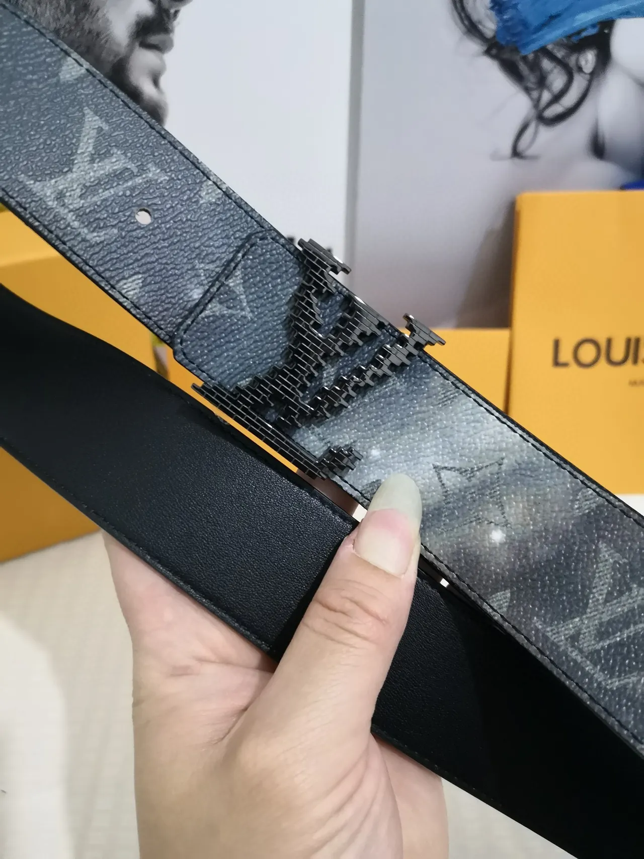 Louis Vuitton Monogram Tonal Gray Leather Belt 4