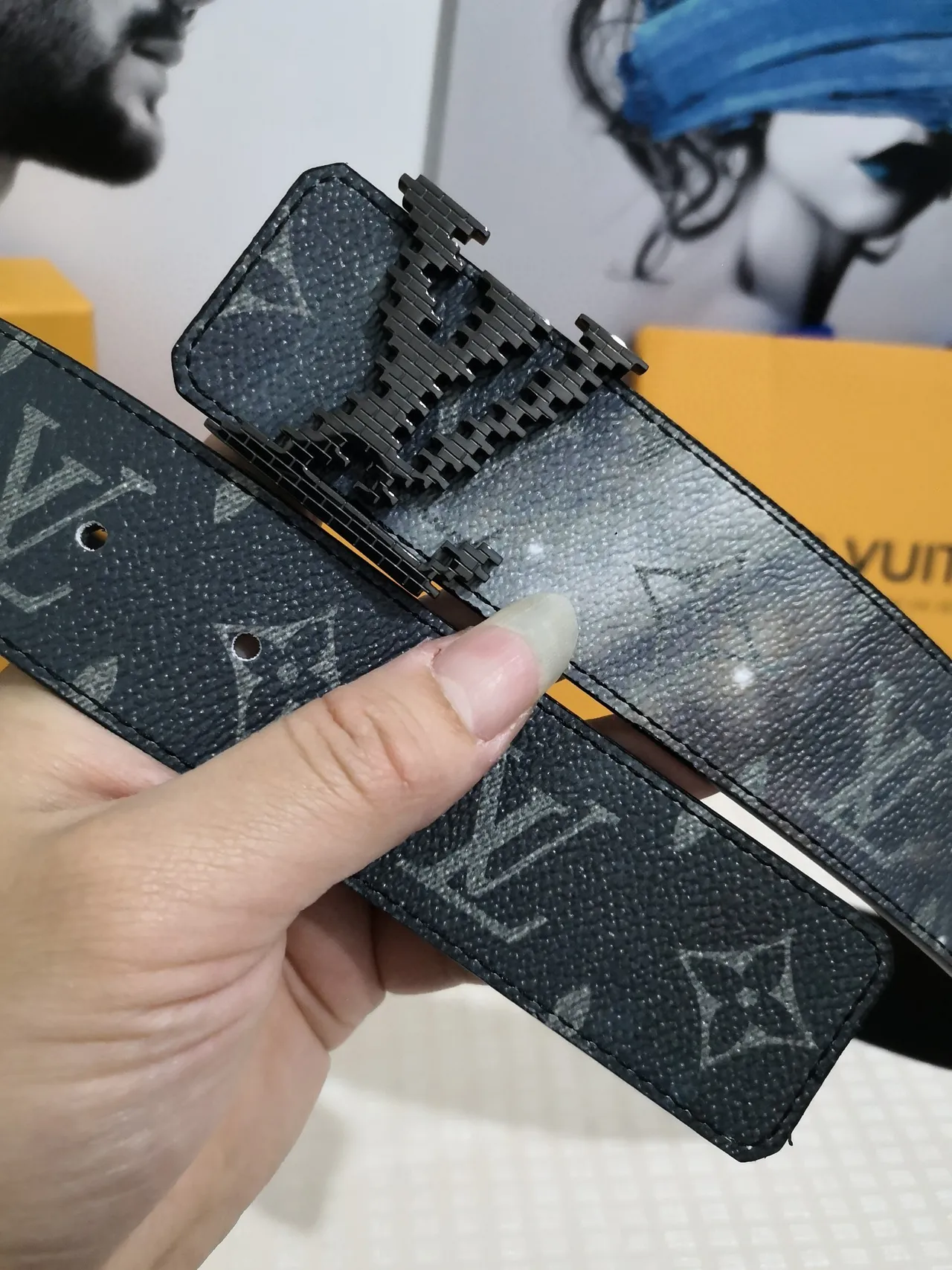 Louis Vuitton Monogram Tonal Gray Leather Belt 5