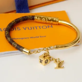 Louis Vuitton Monogram World Tour Brown and Gold Bracelet