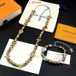 Louis Vuitton Monogram World Tour Gold Silver Beaded Necklace