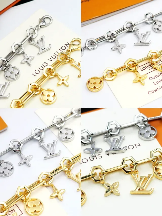 Louis Vuitton Monogram World Tour Silver Chunky Link Chain Dangling Charms Bracelet 2