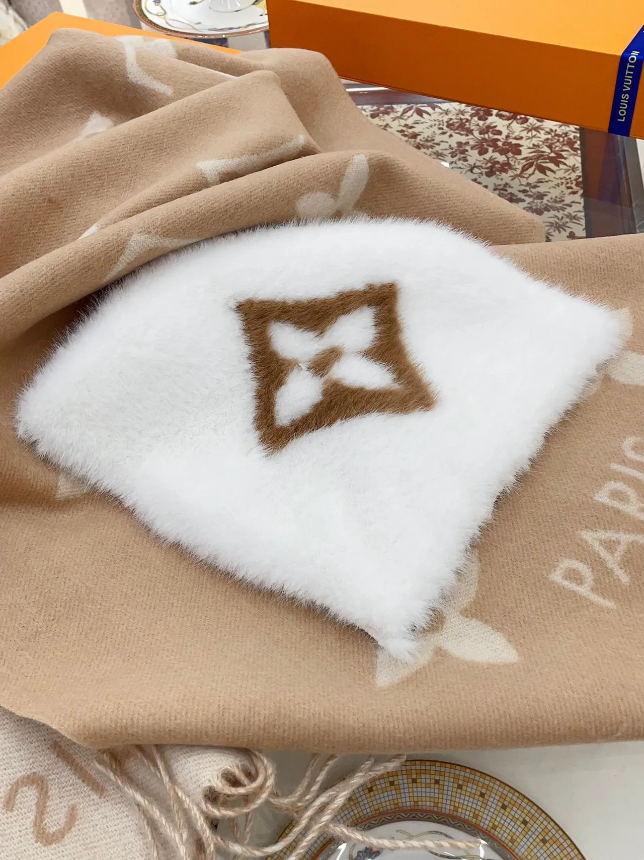 Louis Vuitton Monogram Woven Cashmere Scarf 8