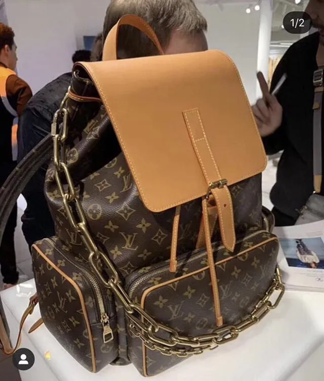 Louis Vuitton Montaigne Marron Beige Monogramme Toile Marron Bords de Cuero Sac à dos Casual 16