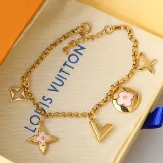 Louis Vuitton Multi-Charm Bracelet Gold Pink Chain Pendant Bracelet