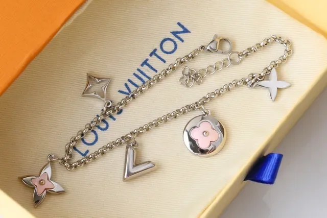 Louis Vuitton Multi-Charm Bracelet Gold Pink Chain Pendant Bracelet 2
