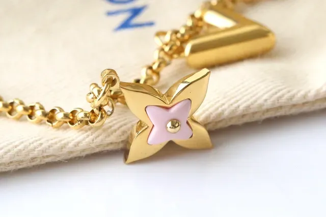 Louis Vuitton Multi-Charm Bracelet Gold Pink Chain Pendant Bracelet 3